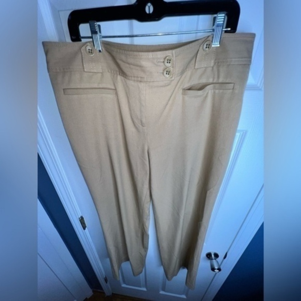 Ann Taylor Loft Women’s 14 Maria Camel Wide Leg Rayon Trouser Dress Pants XL